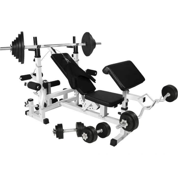 Gorilla Sports Multigym GUMMI - 108 kg, Pakke Stativer & Benker